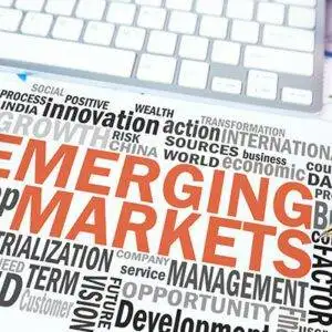 emerging markets word cloud on office scene